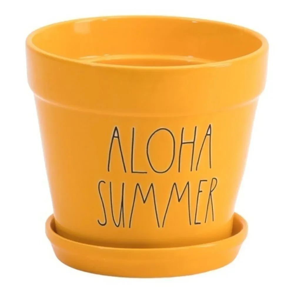 Rae Dunn ALOHA SUMMER YELLOW 7” Planter / POT  NIB 2022